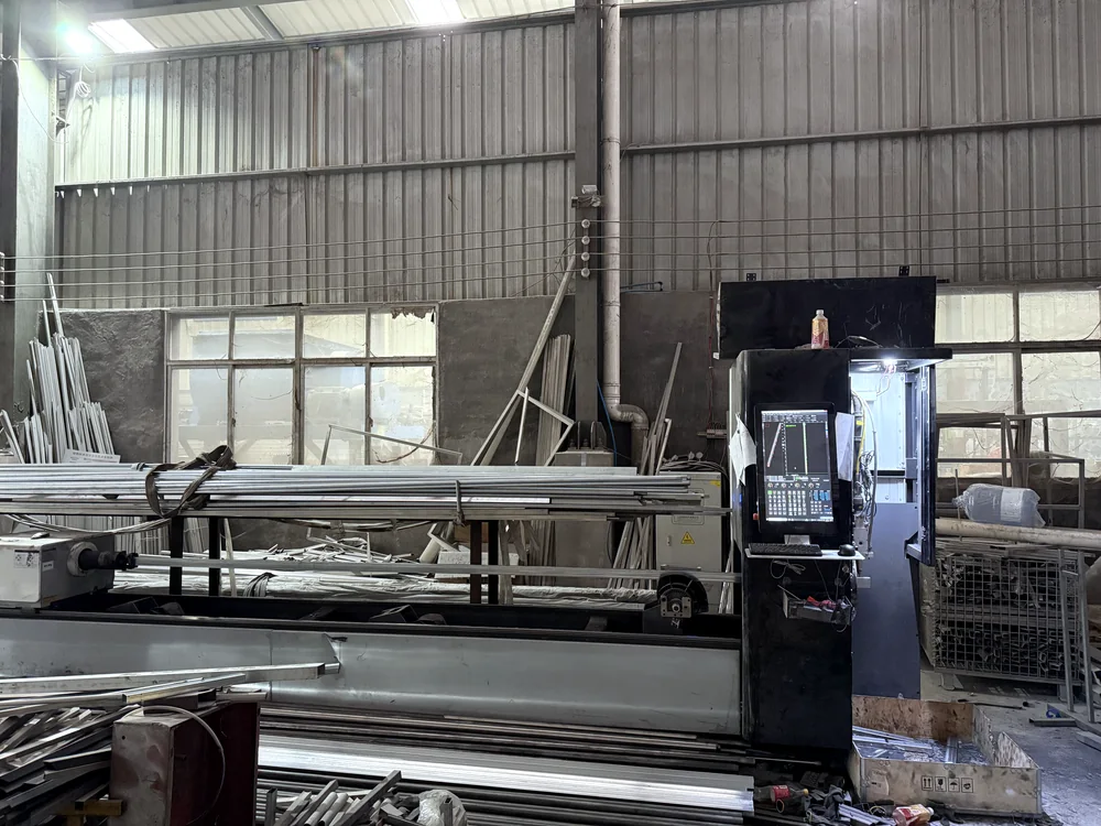 Tube and metal component processing equipment in the factory workshop