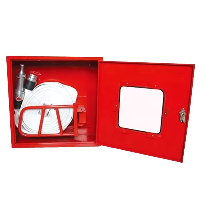 Double door fire hose cabinet with hose
