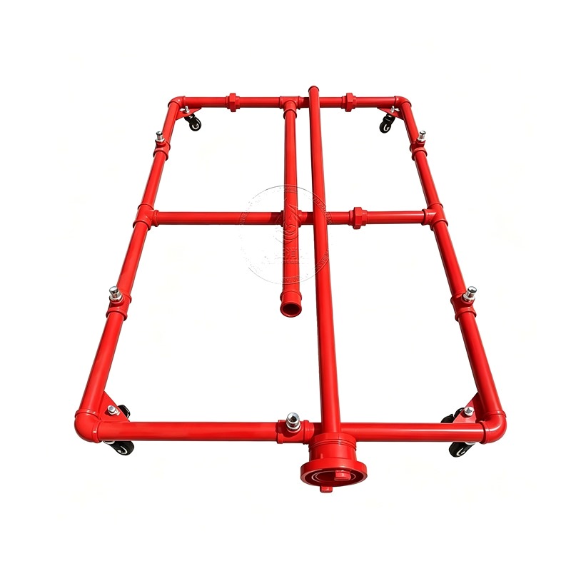 Round tube carbon steel EV chassis fire suppression device, 1200 x 800 mm, 7 nozzles