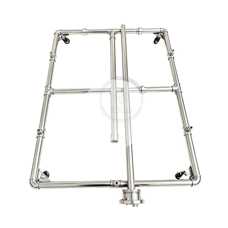 Round tube stainless steel EV chassis fire suppression device, 1200 x 800 mm, 7 nozzles
