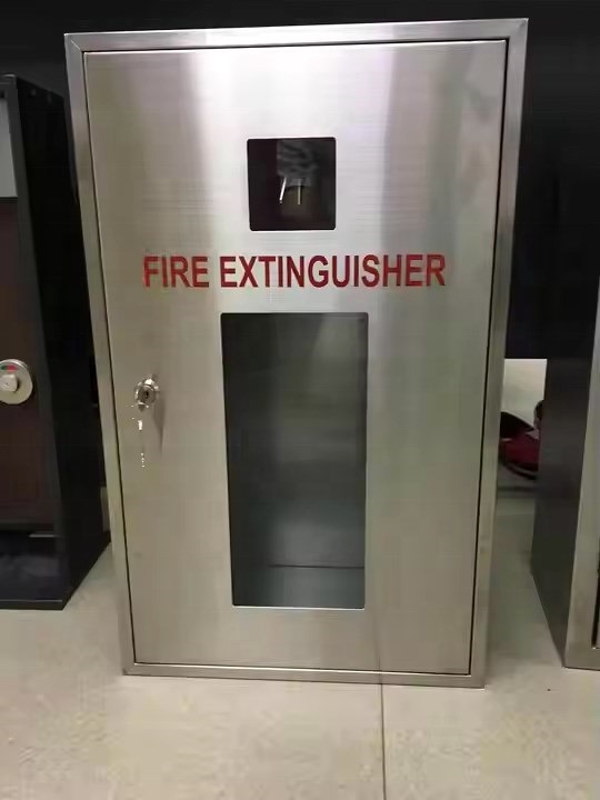Stainless steel extinguisher cabinet with window