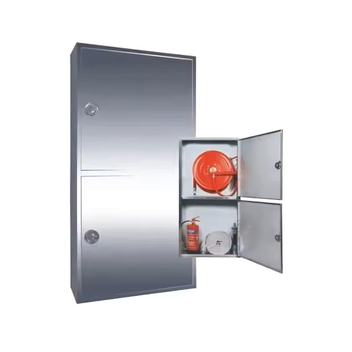 Open stainless steel hose reel cabinet